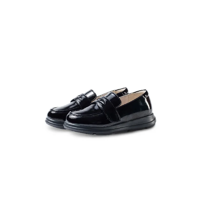 Glory Lightweight Kids Patent Black Loafers