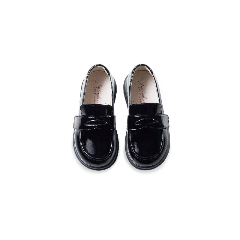 Glory Lightweight Kids Patent Black Loafers