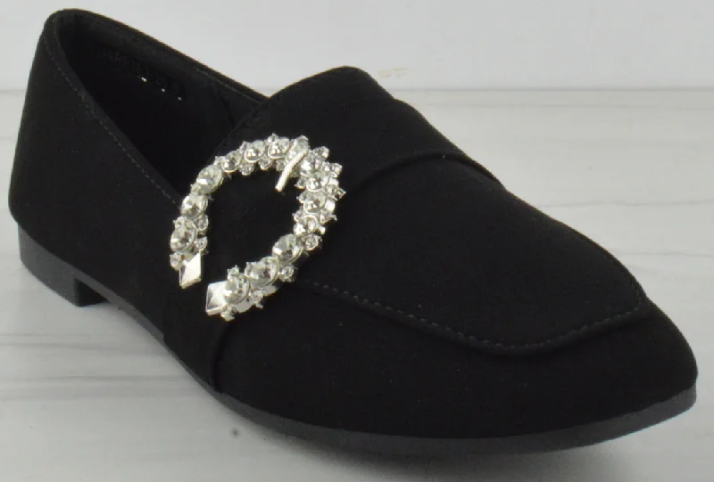 Harriet 25 Women's Round Toe Silver Jewel Embellished Flats