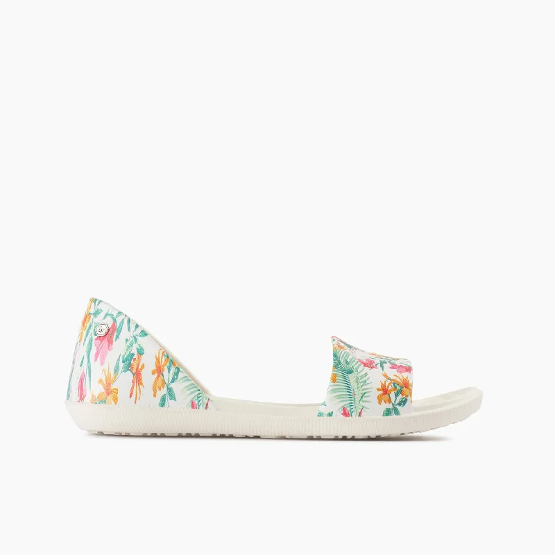 Joybees Womens Friday Flat Graphic Tropical Palm Bone