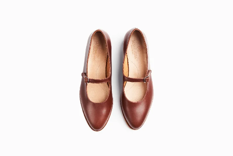 Mary Jane Flats - Chestnut Brown