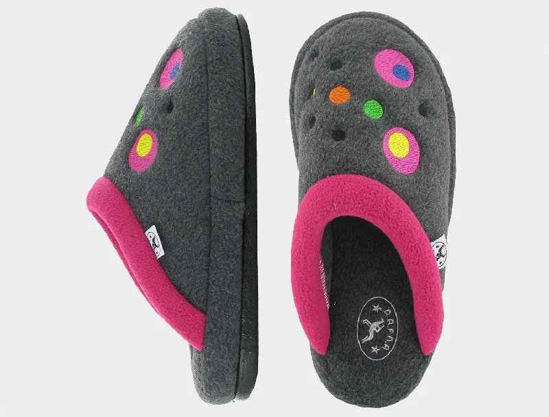 Naot Womens Repose Slippers Grey Pink Circles