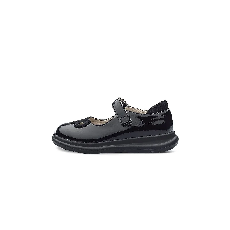 Ness Lightweight Soft Sole Girl Patent Black School Shoes