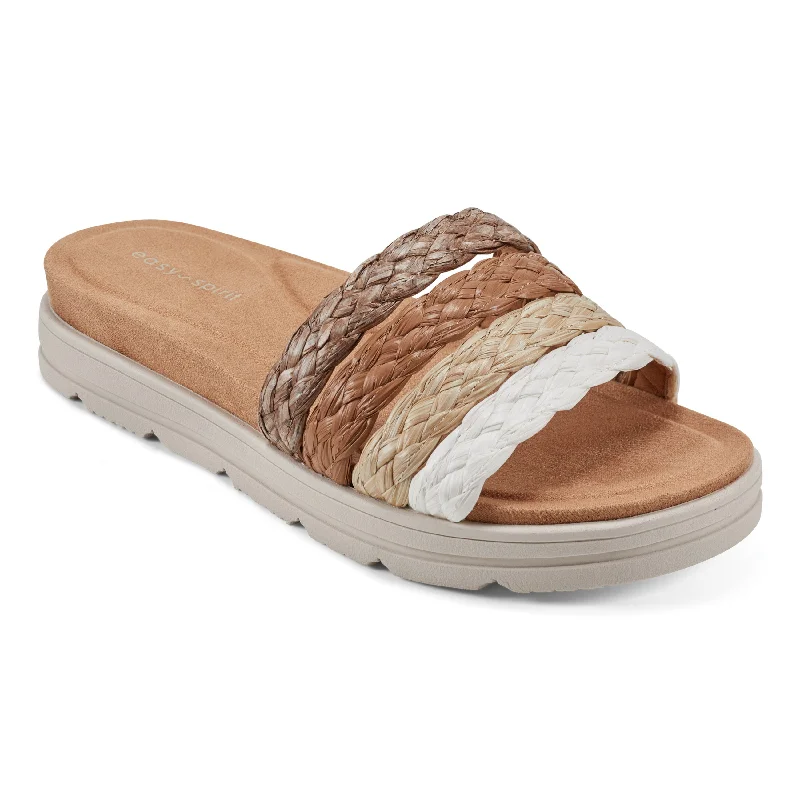 Salma Round Toe Slip On Strappy Sandals