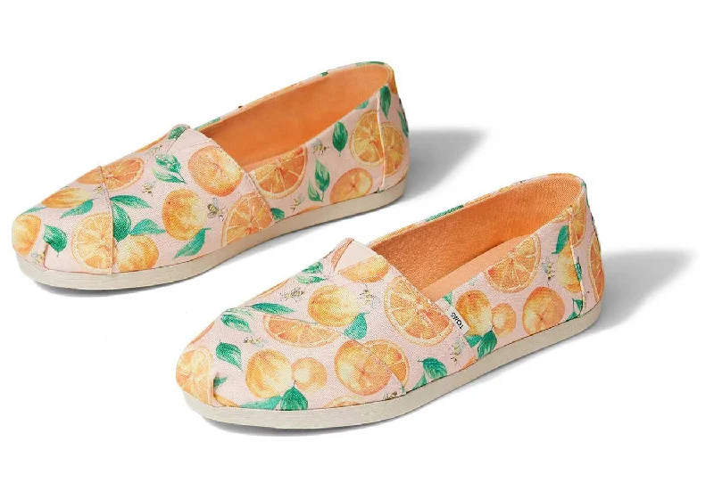 Toms Womens Alpargata Pale Pink Sunkissed Oranges Print