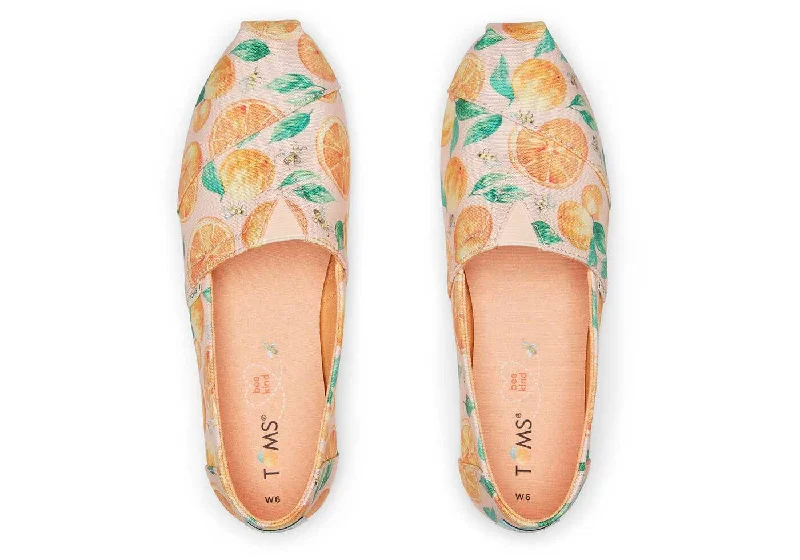 Toms Womens Alpargata Pale Pink Sunkissed Oranges Print