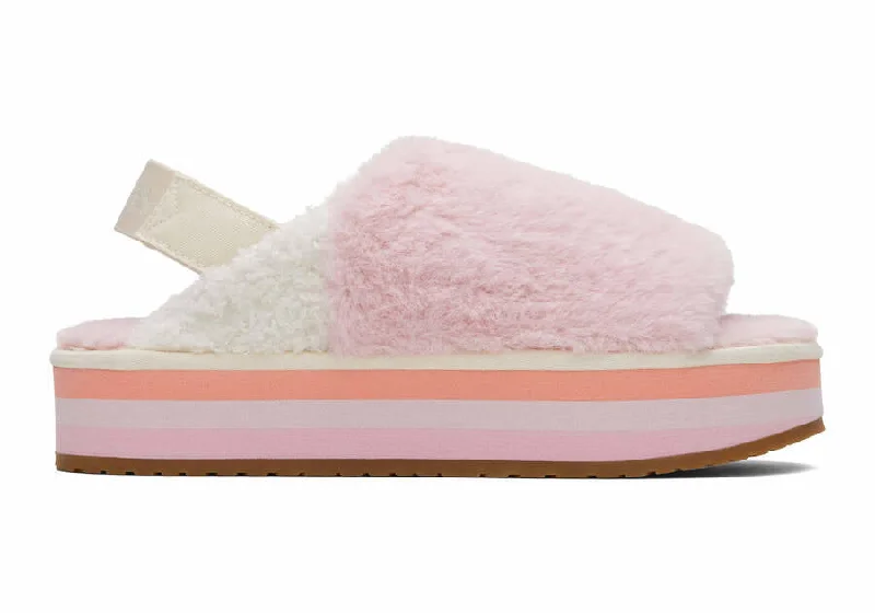 Toms Womens Sofia Eva Chalky Pink Faux Fur