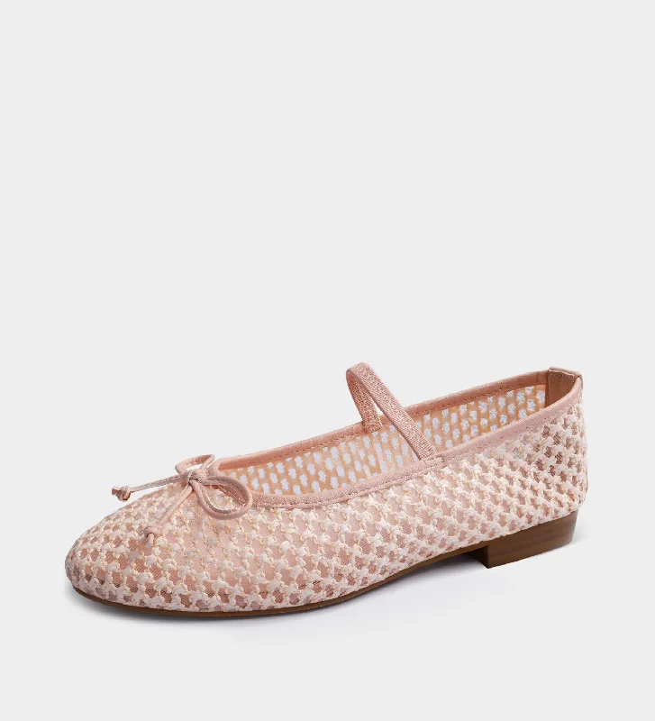 Woven Raffia Mesh Ballet Flats