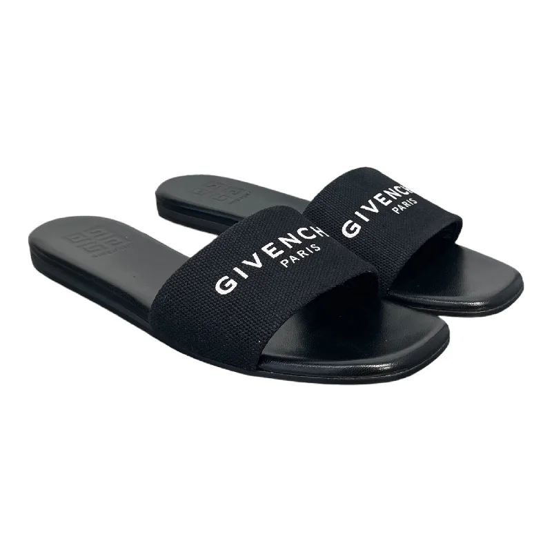 GIVENCHY/Sandals/EU 38/Graphic/Leather/BLK/4G LOGO FLAT