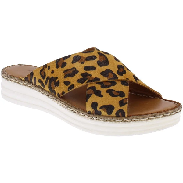 Adesso Bam Bam Natural Leopard Print Leather Mule Sandal.