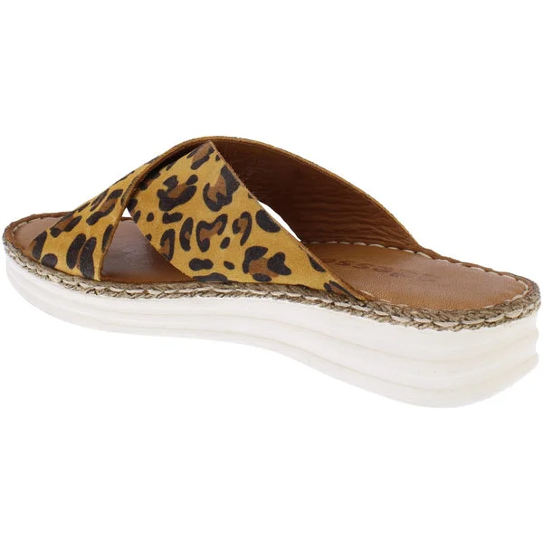 Adesso Bam Bam Natural Leopard Print Leather Mule Sandal.