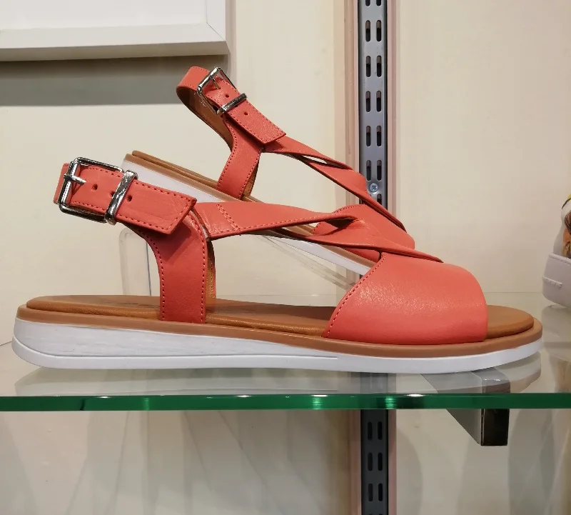 Adesso Daisy Watermelon Leather Sandal with buckle. Only size 4 and 8 left