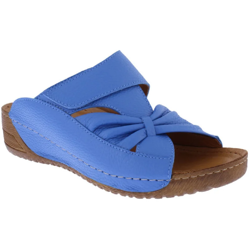 Adesso Lexi Blue Leather Bow Mule Sandal