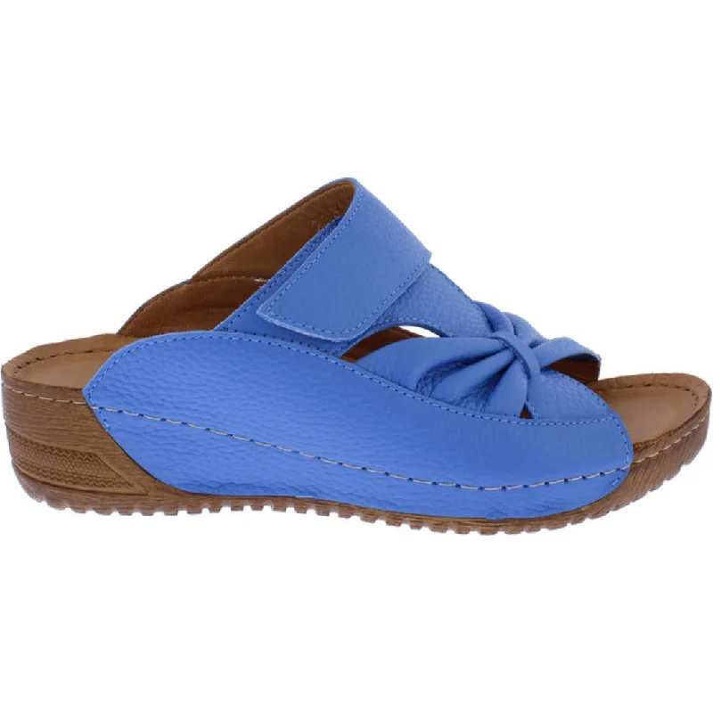 Adesso Lexi Blue Leather Bow Mule Sandal