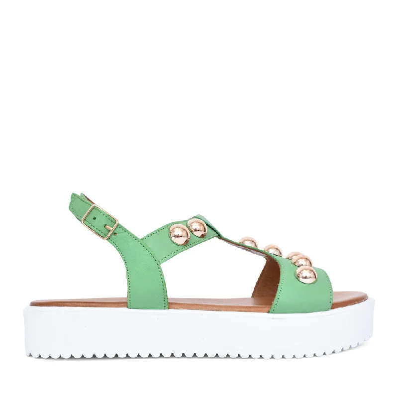 Adesso Summer Emerald T Bar Leather Sandal with buckle. Only size 5 and 6 left