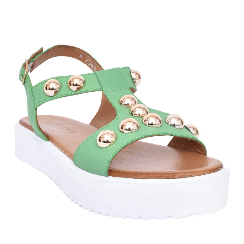 Adesso Summer Emerald T Bar Leather Sandal with buckle. Only size 5 and 6 left