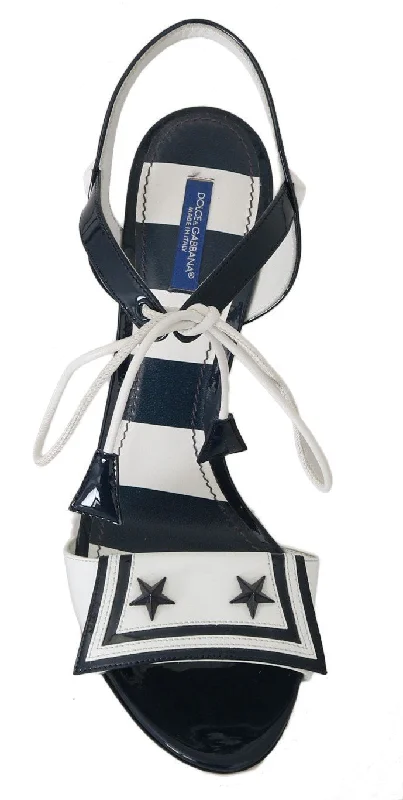 Blue White Leather Sandals MARINA Shoes