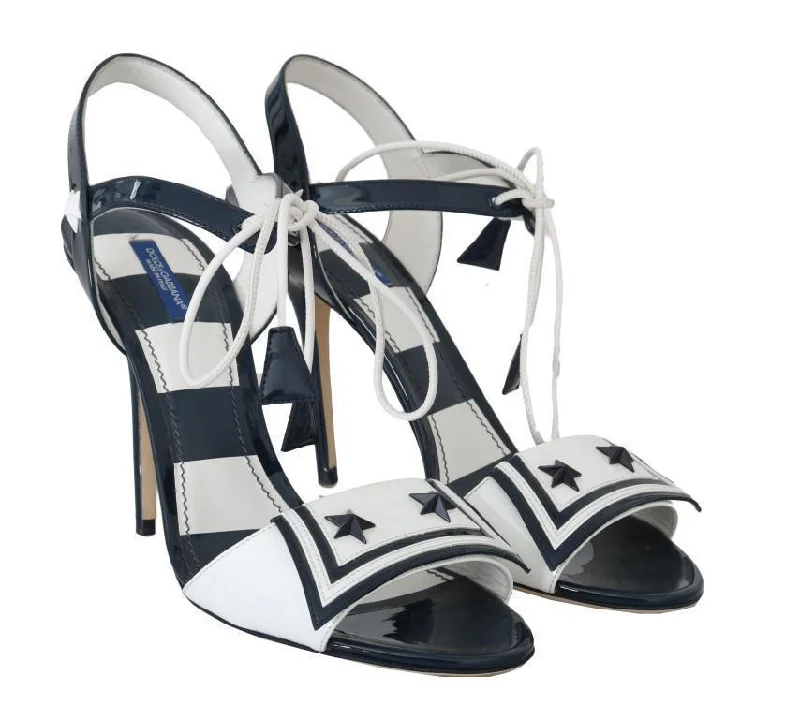 Blue White Leather Sandals MARINA Shoes