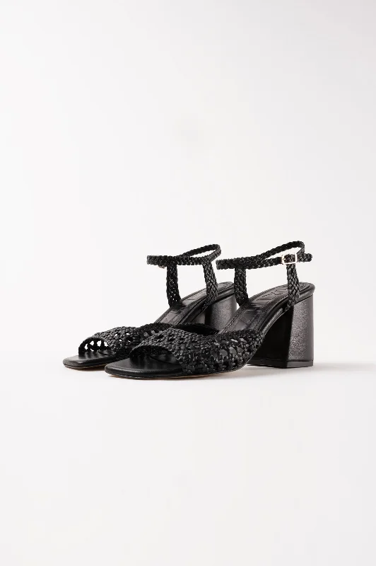 CAPRI - Black Woven Leather Sandals