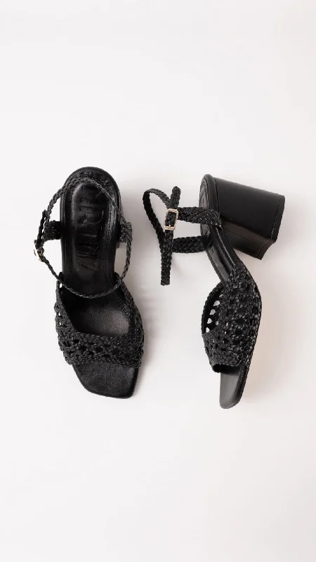 CAPRI - Black Woven Leather Sandals