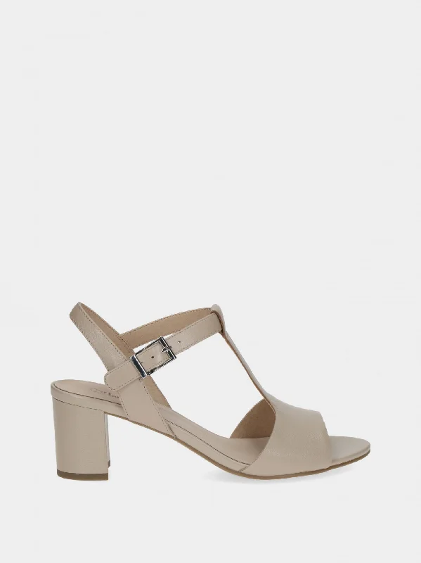 Caprice Beige Perlato Leather Heeled Sandal. Only sizes 4 left.