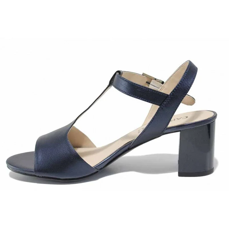 Caprice Ocean Perlato Leather Heeled Sandal. Only size 5.5 left.