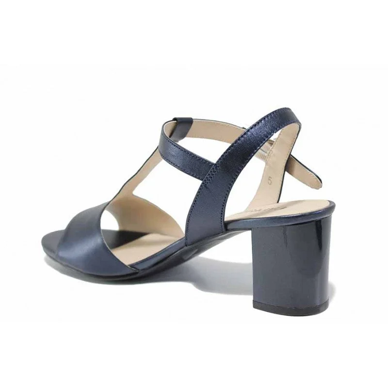 Caprice Ocean Perlato Leather Heeled Sandal. Only size 5.5 left.