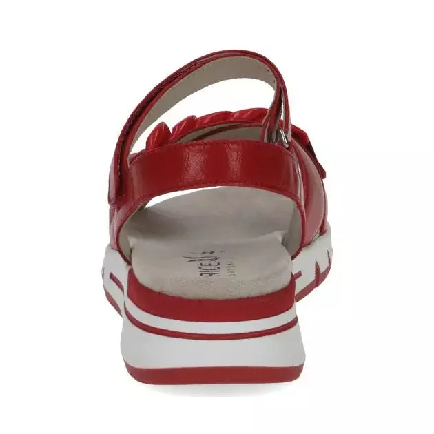 Caprice Red Soft Nappa Leather wedge casual sandal with chain detail.