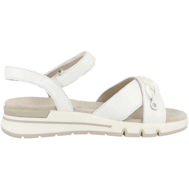 Caprice White Soft Nappa Leather wedge casual sandal with chain detail. Only 3.5 and 4 left