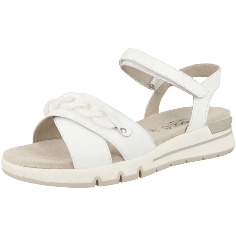 Caprice White Soft Nappa Leather wedge casual sandal with chain detail. Only 3.5 and 4 left