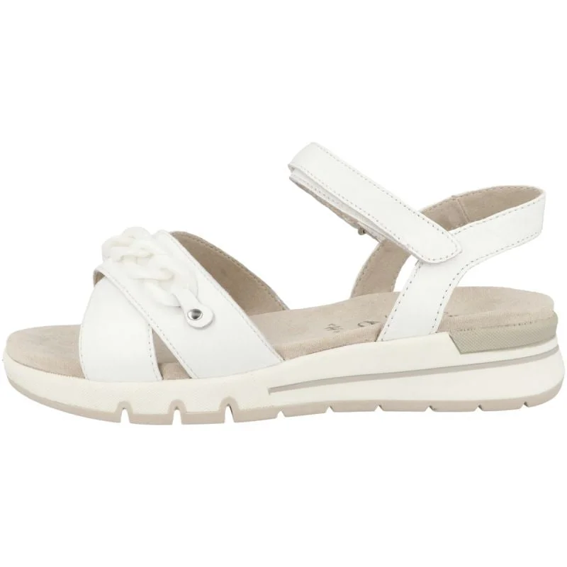 Caprice White Soft Nappa Leather wedge casual sandal with chain detail. Only 3.5 and 4 left