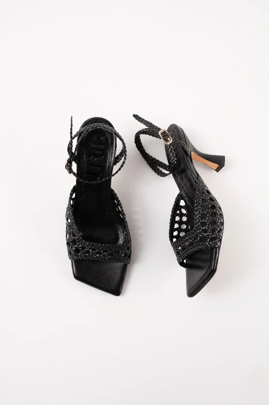 CATERINA - Black Woven Leather Sandals