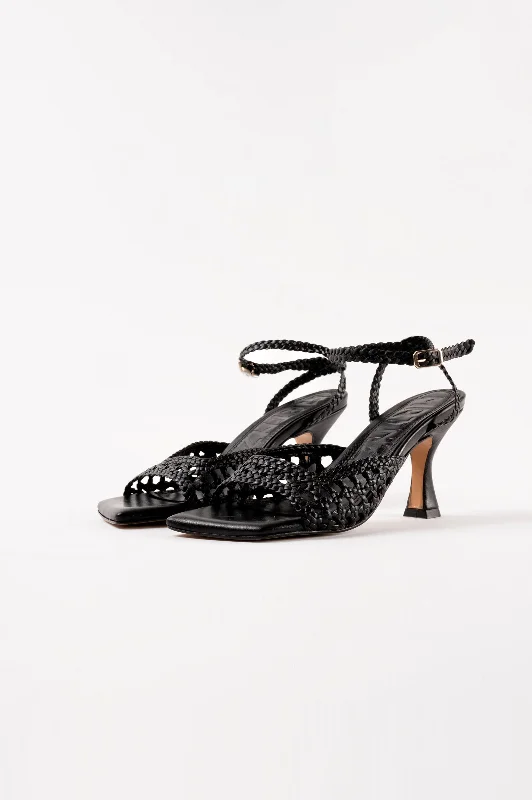 CATERINA - Black Woven Leather Sandals