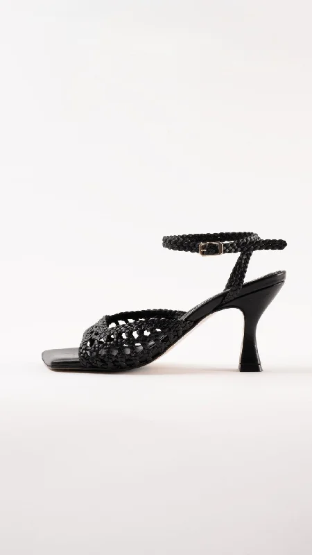 CATERINA - Black Woven Leather Sandals