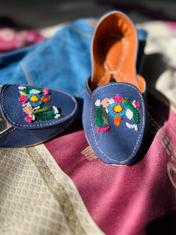 Floral Blue Loafers