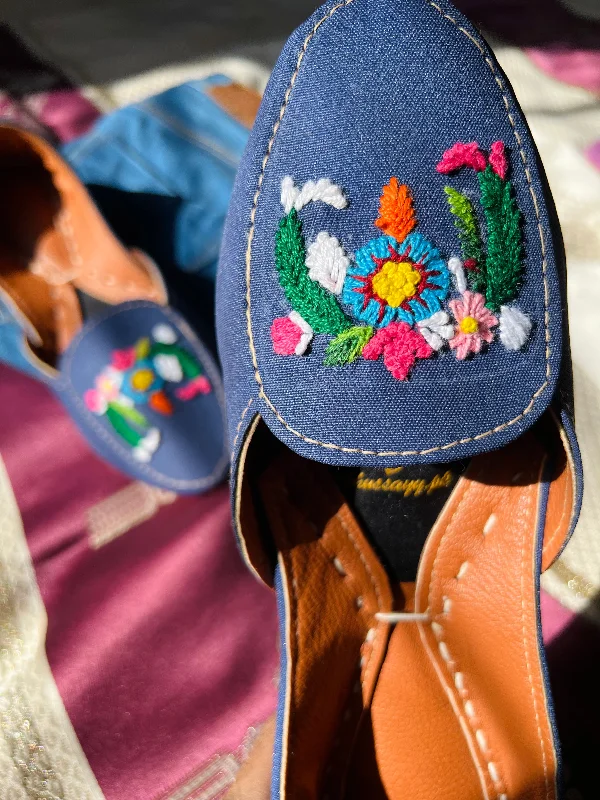 Floral Blue Loafers