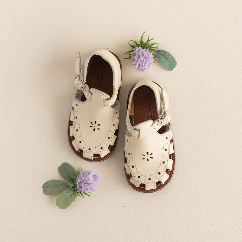 Cream Flora {Children's Leather Sandals}