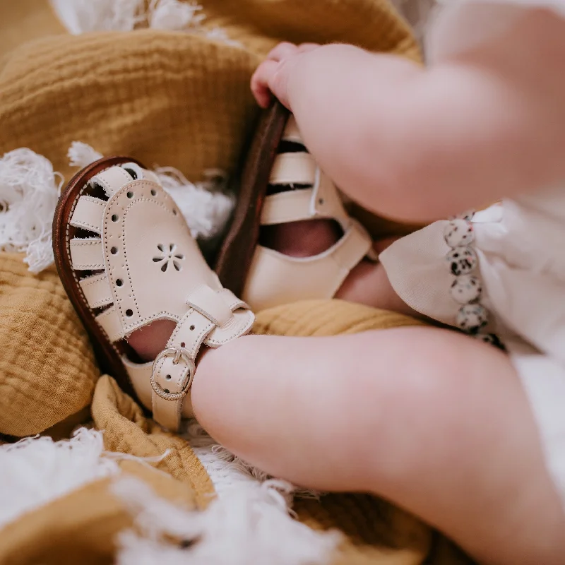 Cream Flora {Children's Leather Sandals}