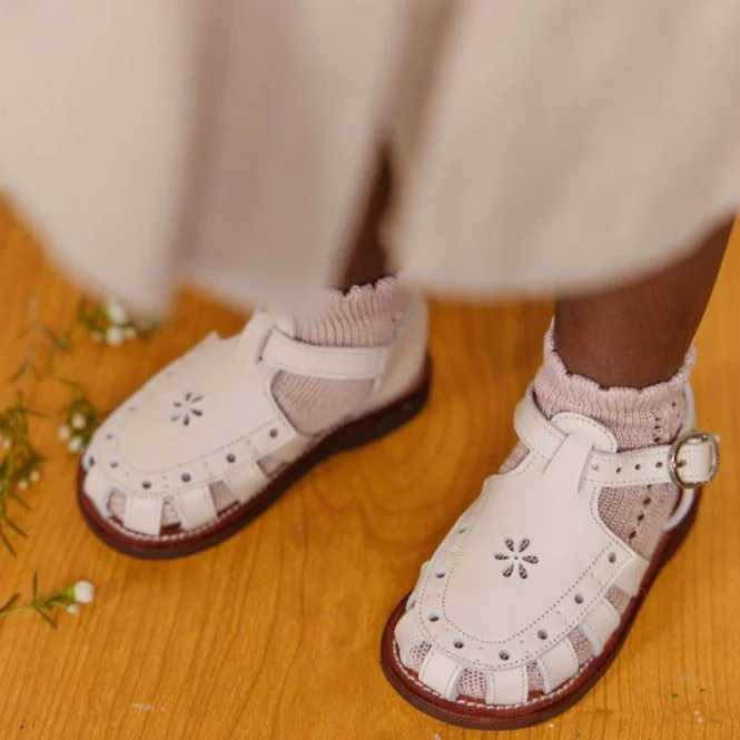 Cream Flora {Children's Leather Sandals}