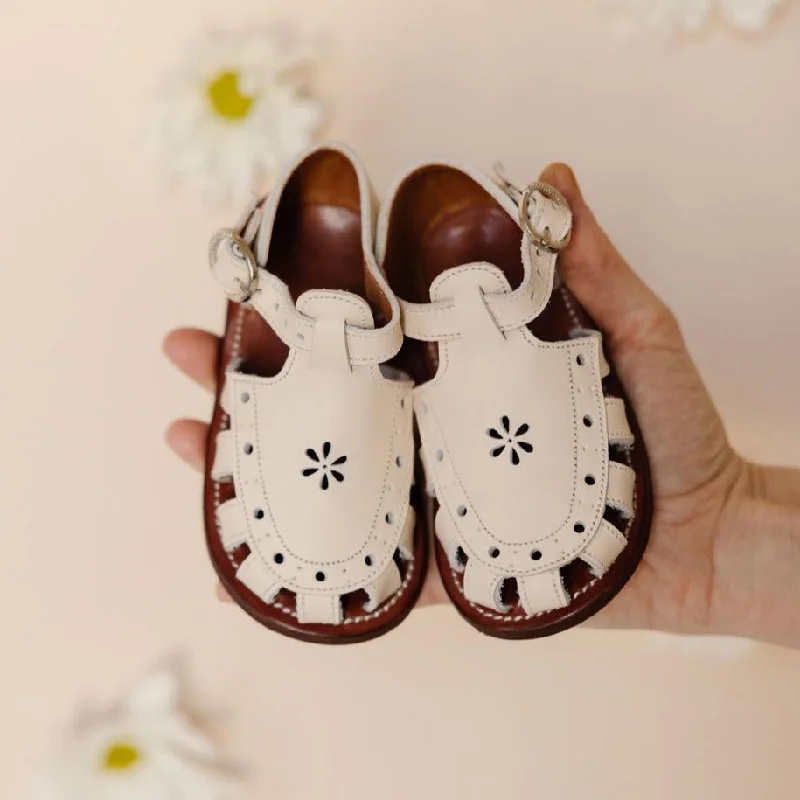 Cream Flora {Children's Leather Sandals}