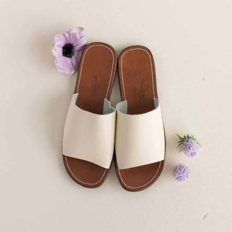 Cream Verano Slide {Women's Leather Sandals}