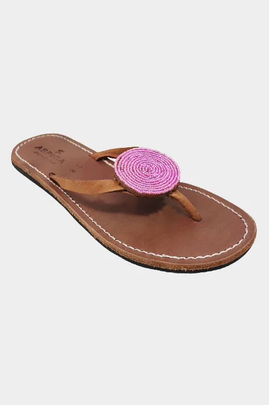 Disc Leather Sandals | Pink