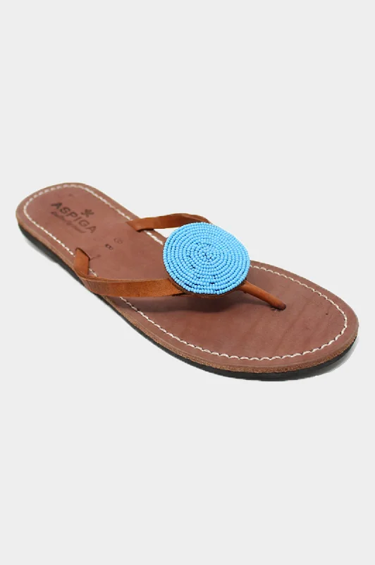 Disc Leather Sandals | Turquoise