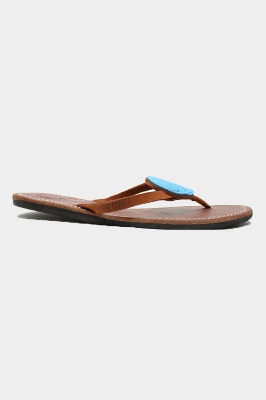 Disc Leather Sandals | Turquoise