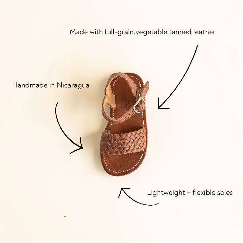 Espresso Trenza {Children's Leather Sandals}