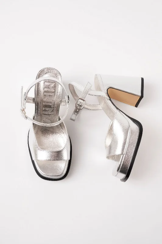 GRACIA - Silver Leather Platform Sandals