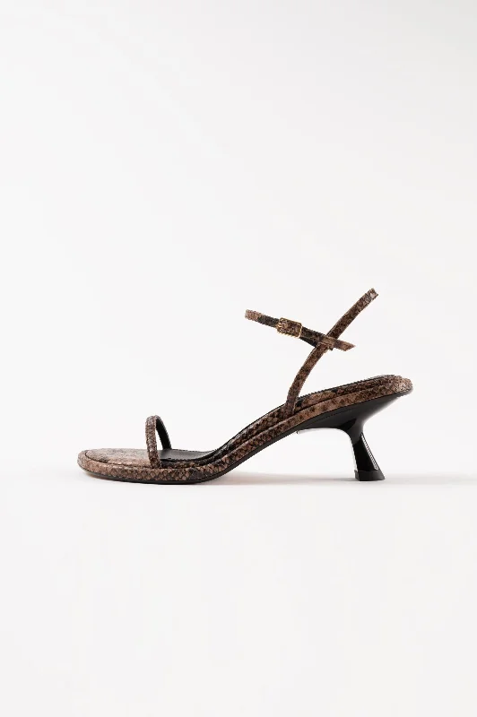 IVONE - Dark Brown Python Leather Sandals