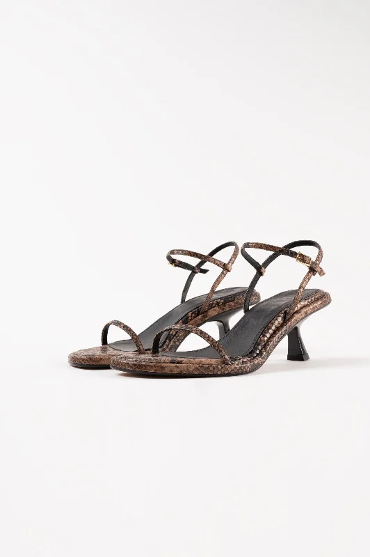 IVONE - Dark Brown Python Leather Sandals