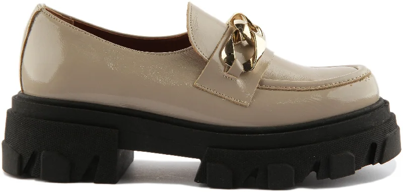 Myra Chunky Loafer In Nude Patent