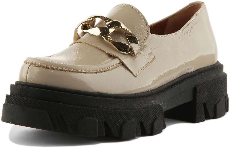 Myra Chunky Loafer In Nude Patent